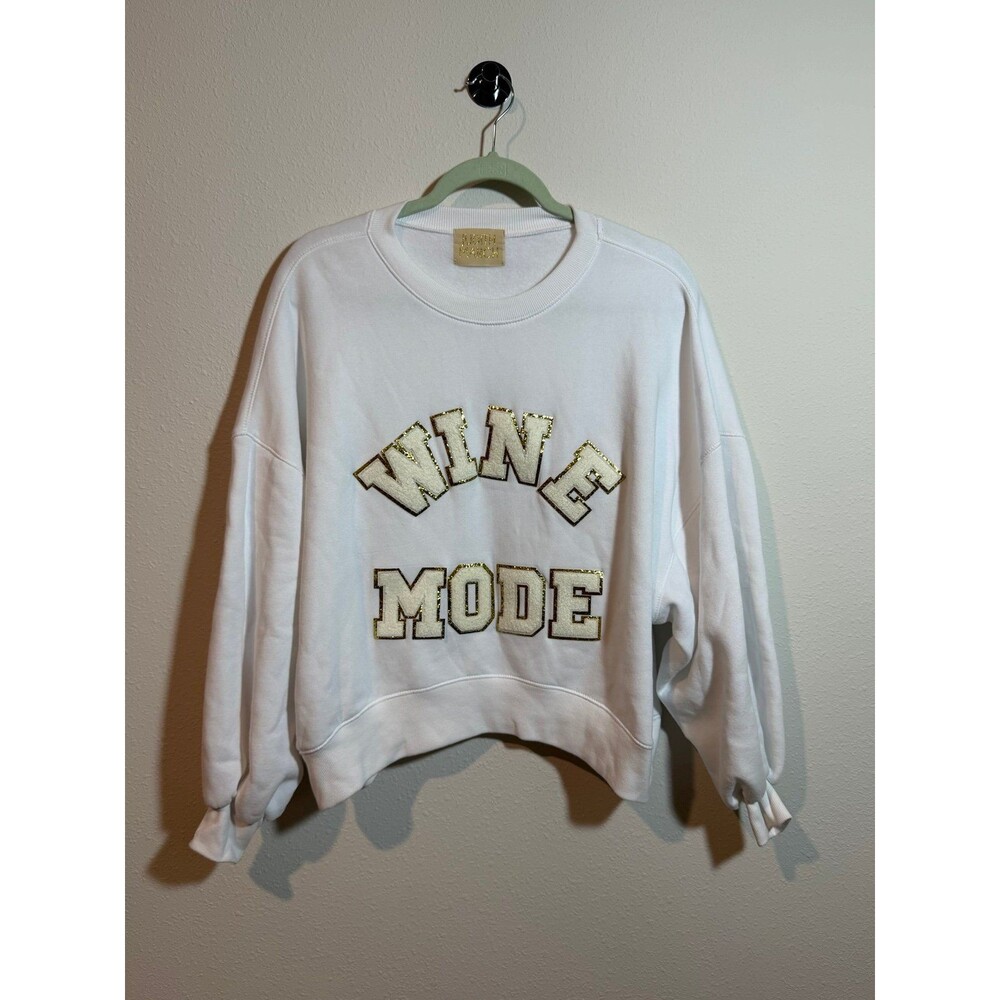 Judith March Wine Mode Sparkly Patchwork Oversized Crewneck Sweatshirt Medium